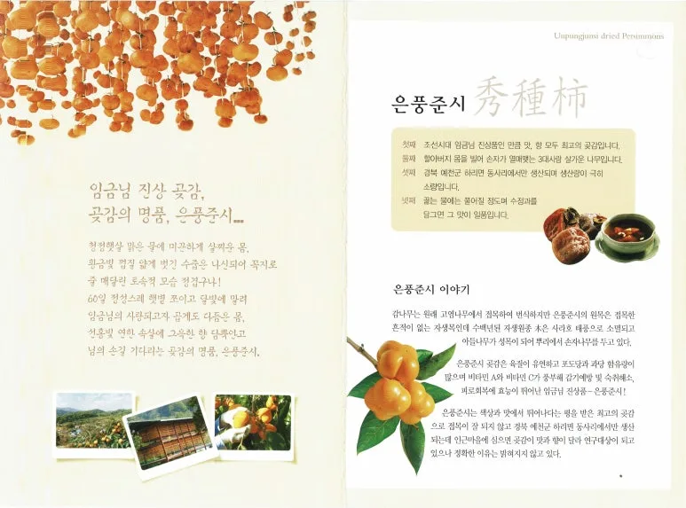 은풍준시 소개 책자와 임금님 진상품 기록